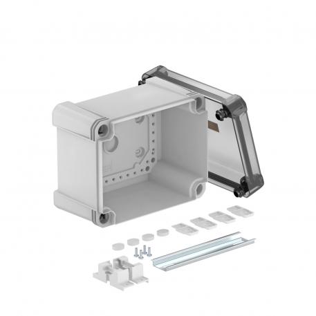 Boîtier non équipé X 10 avec rail DIN profilé 177x137x110 |  | IP67 | gris / transparent