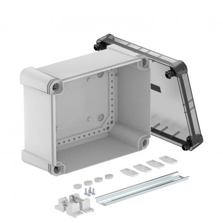 Boîtier non équipé X 16 avec rail DIN profilé 227x177x110 |  | IP67 | gris / transparent