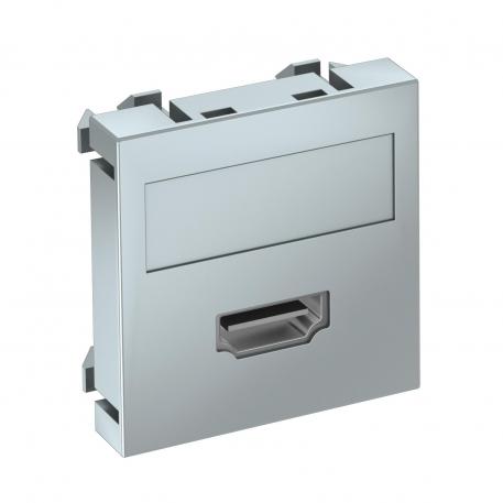Prise HDMI, 1 module, sortie droite, raccord à vis  |  | HDMI | alu peint