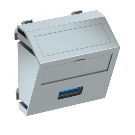 Prise USB 2.0 / 3.0, 1 module, sortie oblique, comme raccord à vis  |  | USB | alu peint