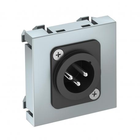 Raccord XLR, 1 module, sortie droite, fiche à 3 pôles, comme raccord soudé, laque aluminium