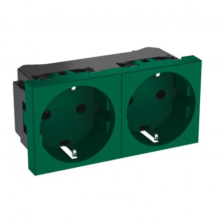 0° socket, protective contact, double 2 | double 0° | vert menthe ; RAL 6029