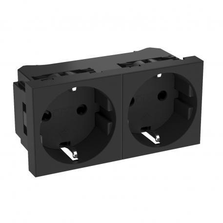 0° socket, protective contact, double 2 | double 0° | gris foncé ; RAL 7021