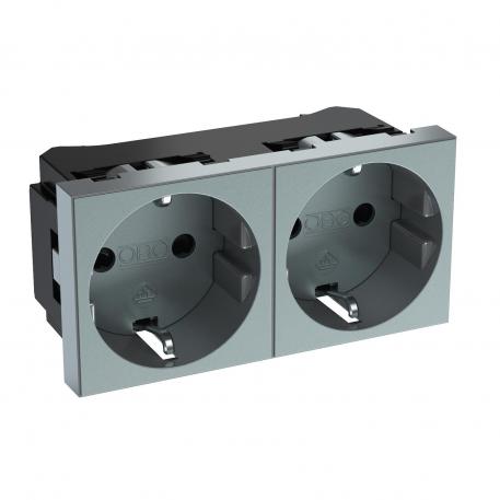 0° socket, protective contact, double 2 | double 0° | alu peint