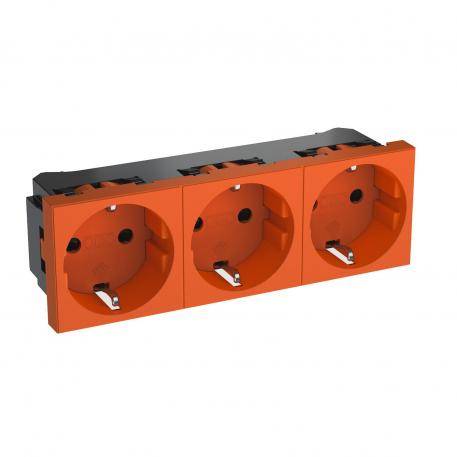 0° socket, protective contact, triple 3 | triple 0° | orange pur ; RAL 2004