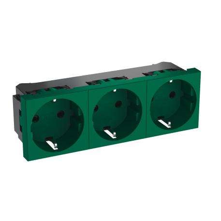 0° socket, protective contact, triple 3 | triple 0° | vert menthe ; RAL 6029