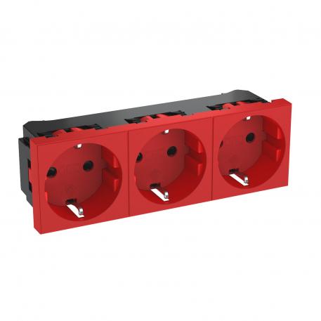 0° socket, protective contact, triple 3 | triple 0° | rouge signal ; RAL 3001