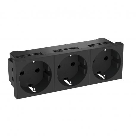 0° socket, protective contact, triple 3 | triple 0° | gris foncé ; RAL 7021