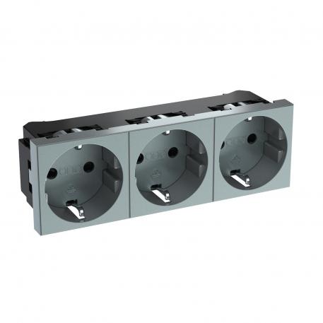 0° socket, protective contact, triple 3 | triple 0° | alu peint
