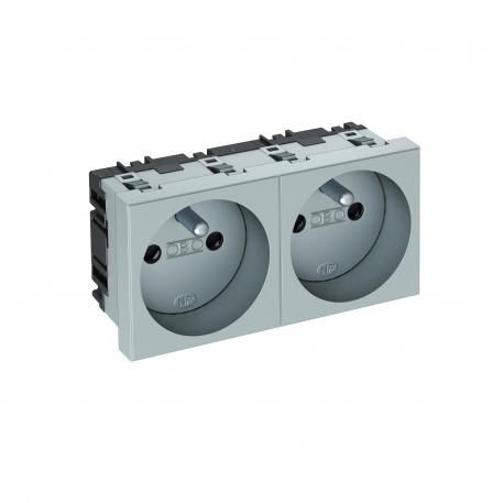 Prise de courant 0°, avec fiche de terre, double 2 | double 0° | alu peint