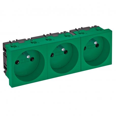 Prise de courant 0°, avec fiche de terre, triple 3 | triple 0° | vert menthe ; RAL 6029