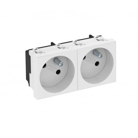 Prise de courant 33°, avec fiche de terre, double