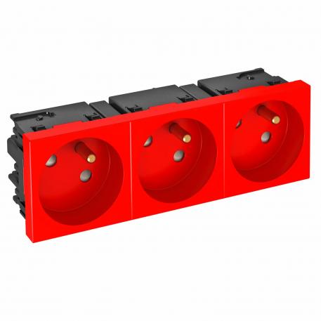 Prise de courant 33°, Connect 45, avec fiche de terre, triple, rouge signalisation 3 | triple 33° | rouge signal ; RAL 3001