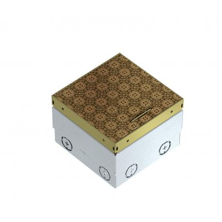 Prise de sol UDHOME2, avec sortie de câble, sans évidement dans le revêtement de sol, sans équipement, laiton, plaque décorative : Marygold