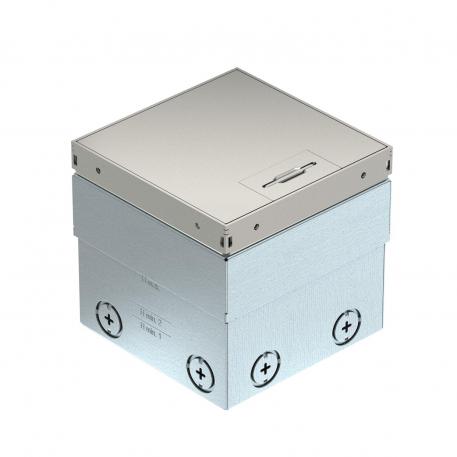 Prise de sol UDHOME2, avec sortie de câble, sans évidement pour l’insertion du revêtement de sol, sans équipement, acier inoxydable