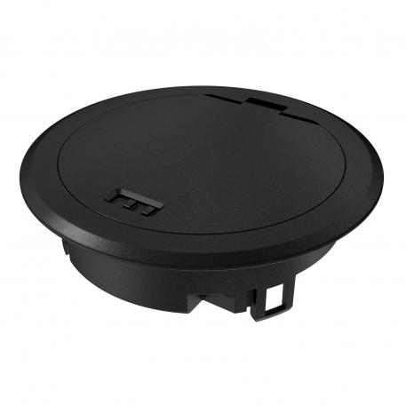 Couvercle à charnière avec système de verrouillage, GES R2, noir profond humide | poussoir | IP66 | jusqu'à 3 000 N | noir profond; RAL 9005 | Zinc moulé sous pression