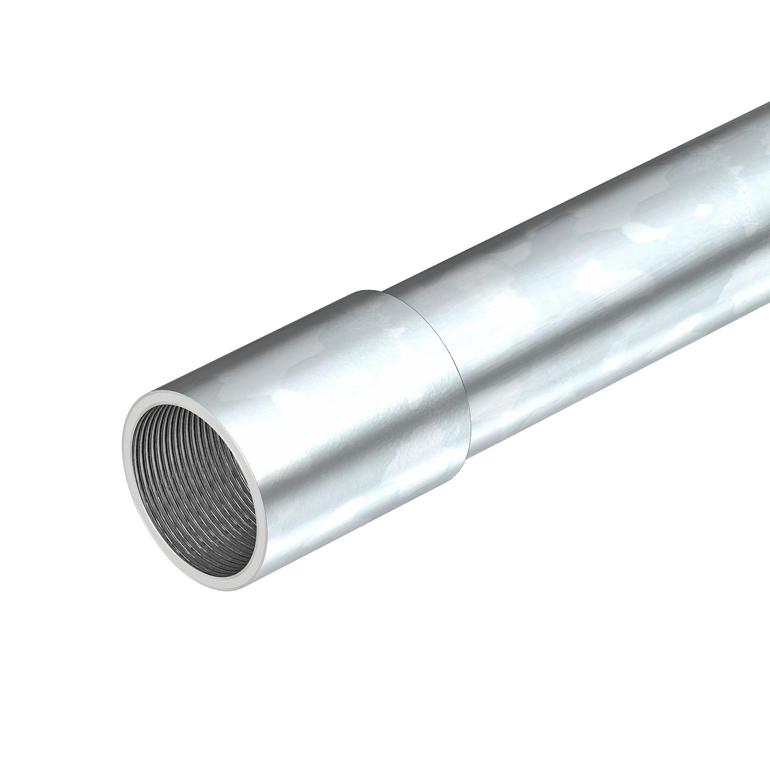 Tuyau Acier Galvanisé 1''1/2 (40x49 Mm) - Longueur 30 Cm, Fileté Des Deux Côtés, Pour Installations Sanitaires